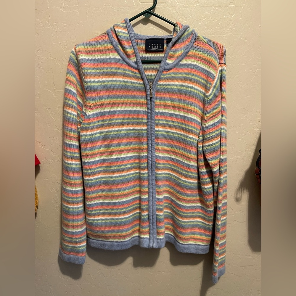 Crazy Horse, A Liz Claiborne Collection, Hooded Zip up Sweater, multicolored